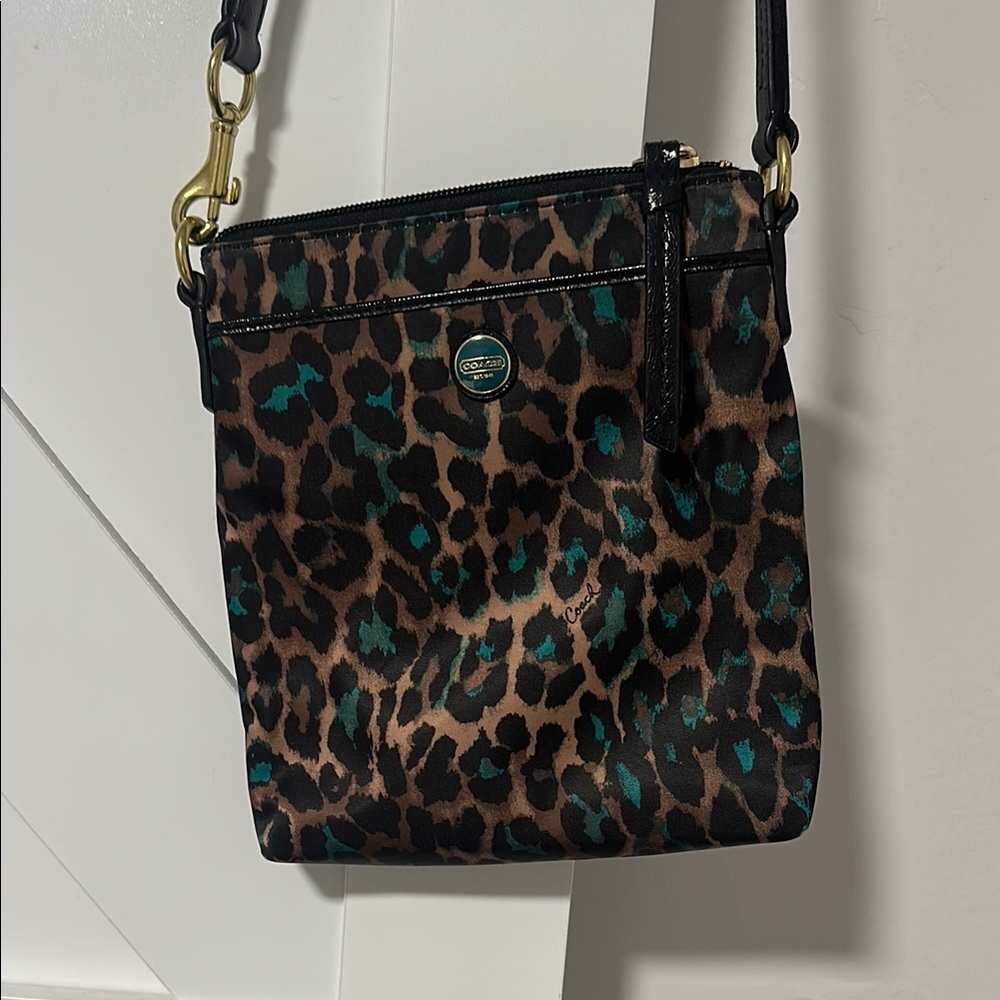 Coach Leopard Print Crossbody Bag - Brown and Black